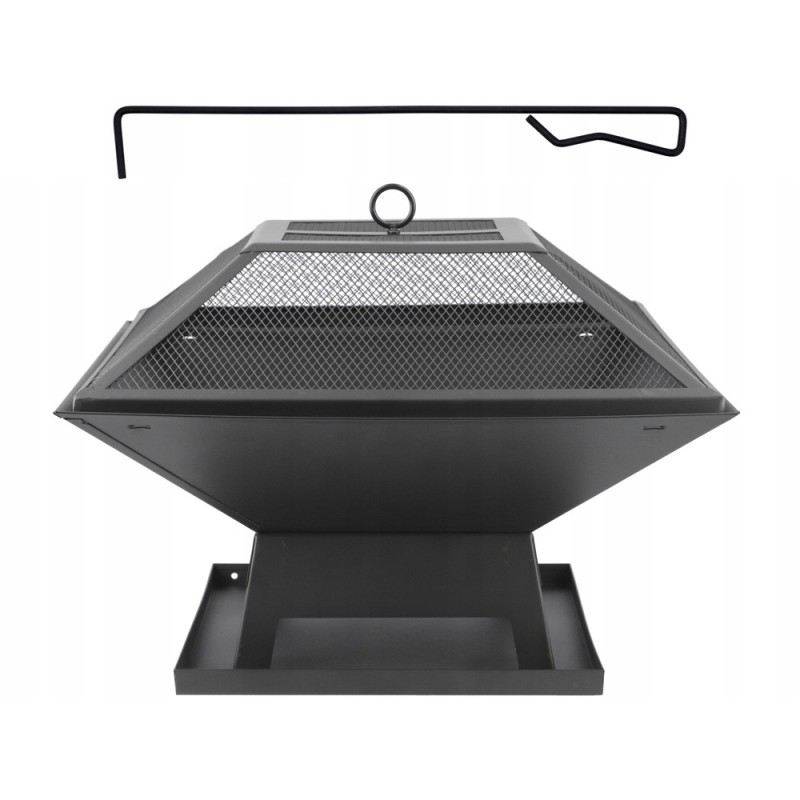 Steel garden fire pit with cover 45 x 45cm