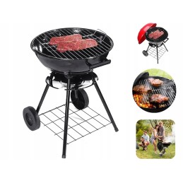 Sodo briketinė anglis grilis su ratukais, dangtelis, apvalus, rakinamas, nešiojamas