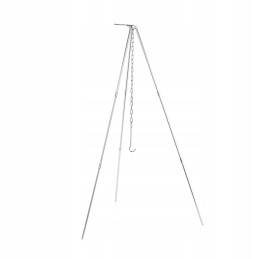 Aliuminio trikojo stovas virš židinio