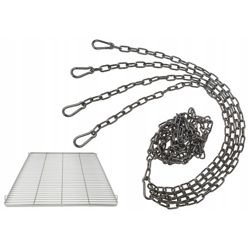 Nerūdijančio plieno grandinės rinkinys kvadratinėms grilio grotelėms