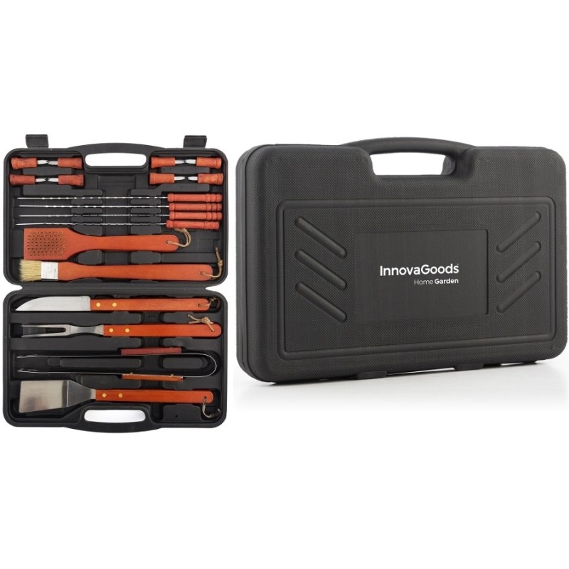 Grilio įrankių rinkinys, kepsninės lagaminas, 18 vnt.