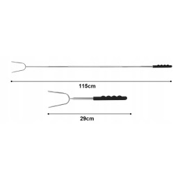 Šakė, pagaliukas, teleskopinė šakutė, kepsninei, nerūdijančio plieno kaiščiai