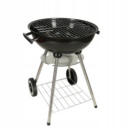 Garden charcoal grill round, closed, with lid and shelf, ventilation 41x41