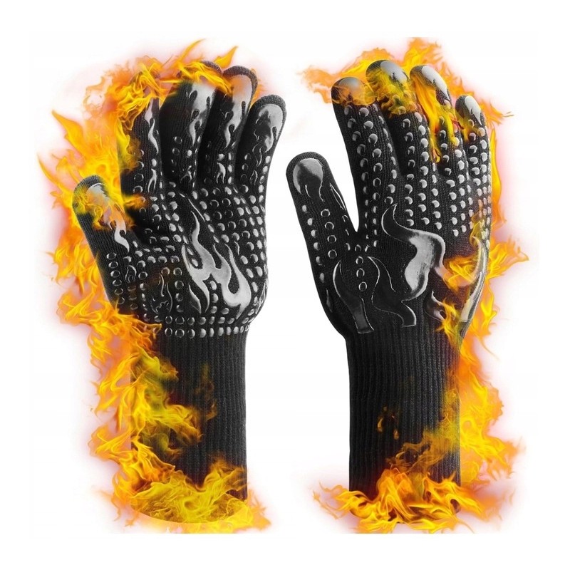 Karščiui atsparios orkaitės pirštinės iki 800°C – neslidžios, atsparios ugniai, idealiai tinka kepimui ant grotelių ir orkaitėje