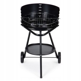 Round garden grill with adjustable grate height