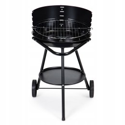 Round garden grill with adjustable grate height