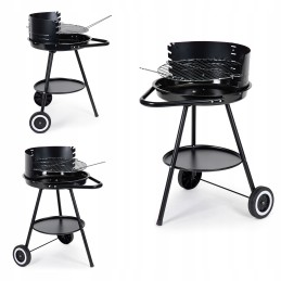 Round garden grill with adjustable grate height