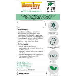 Agrotekstilė juoda ypač stora pp uv 100g/m2 80cm 10mb