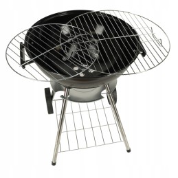 Garden charcoal grill for briquettes, closed, with a cover, ventilation and a shelf