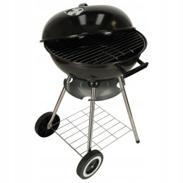 Garden charcoal grill for briquettes, closed, with a cover, ventilation and a shelf