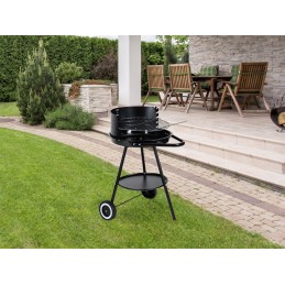 Round garden grill with adjustable grate height
