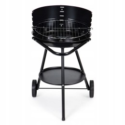 Round garden grill with adjustable grate height
