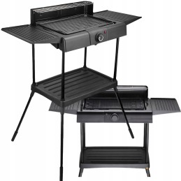 Sodo elektrinis grilis stovi ant balkono lentynos