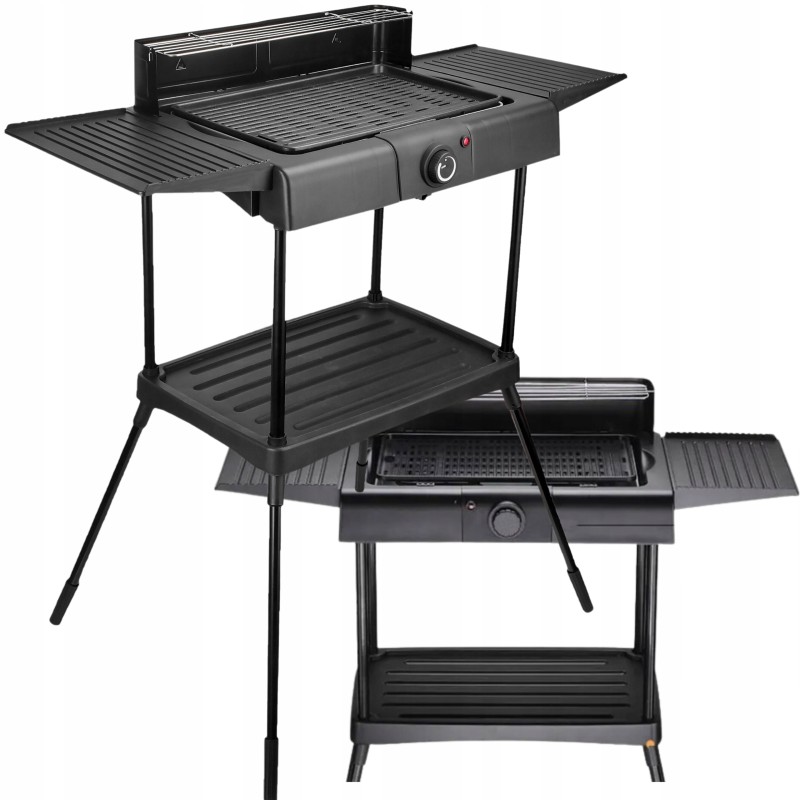 Sodo elektrinis grilis stovi ant balkono lentynos