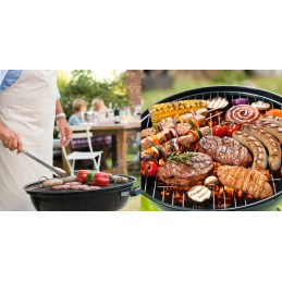 Garden charcoal grill for briquettes, closed, with a cover, ventilation and a shelf