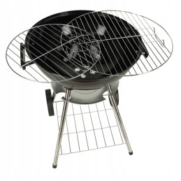 Garden charcoal grill for briquettes, closed, with a cover, ventilation and a shelf