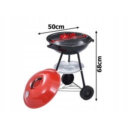 Sodo briketinė anglis grilis su ratukais, dangtelis, apvalus, rakinamas, nešiojamas