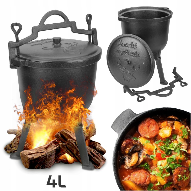 Ketaus katilas 4l medžioklės puodas kepsniams