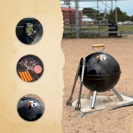 Nešiojama, plona, turistinė sodo anglių kepsninė su dangteliu