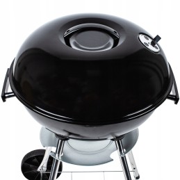 Sodo anglies grilis su dangteliu, didelė apvali pelenų keptuvė, ratai, lentyna