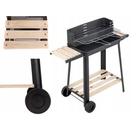 ⭐Sodo kepsninė didelė anglis BBQ reguliuojamos grotelės lentynos ratai nešiojami⭐