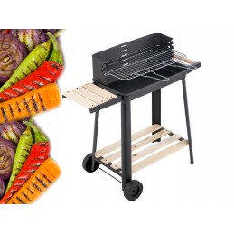 ⭐Sodo kepsninė didelė anglis BBQ reguliuojamos grotelės lentynos ratai nešiojami⭐