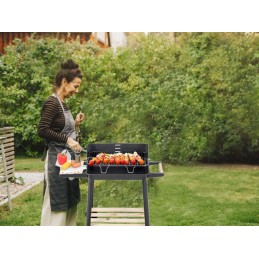 ⭐Sodo kepsninė didelė anglis BBQ reguliuojamos grotelės lentynos ratai nešiojami⭐