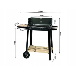 ⭐Sodo kepsninė didelė anglis BBQ reguliuojamos grotelės lentynos ratai nešiojami⭐