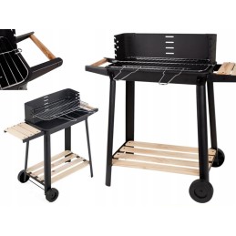 ⭐Sodo kepsninė didelė anglis BBQ reguliuojamos grotelės lentynos ratai nešiojami⭐