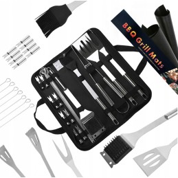 Plieninis įrankių ir kepsninės reikmenų rinkinys, patvarus, xxl, kilimėlis, 25 vnt