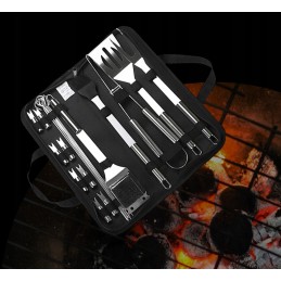 Plieninis įrankių ir kepsninės reikmenų rinkinys, patvarus, xxl, kilimėlis, 25 vnt