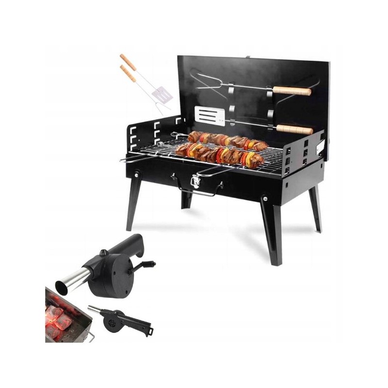 Rossner anglies grilis 25 x 42 cm nešiojamas + pūstuvas apšvietimui nemokamai