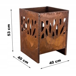 Naujas didelis rūdžių spalvos sodo židinys su grotelėmis