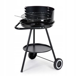 Round garden grill with adjustable grate height