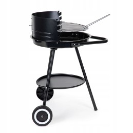 Round garden grill with adjustable grate height