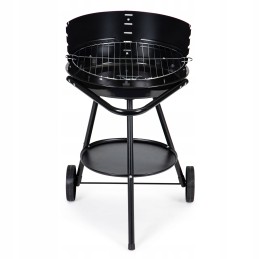 Round garden grill with adjustable grate height