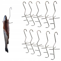 Trigubi žuvies rūkymo kabliukai su barstytuvu, ilgas inox 21cm, storis 3mm, rinkinyje 20 vnt.