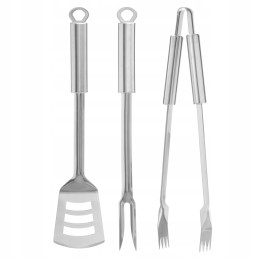 Plieninis kepsninės komplektas, žnyplės, mentelė, ilga šakutė – mustangas