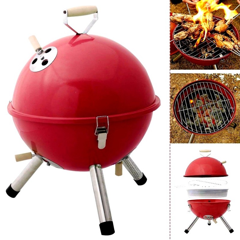 Nešiojami nedideli turistinio sodo anglių griliai su dangteliu