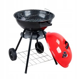 Nešiojama apvali medžio anglies kepsninė, dangtis, peleninė, ratai, kepsninės grotelės