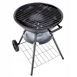 Nešiojama apvali medžio anglies kepsninė, dangtis, peleninė, ratai, kepsninės grotelės