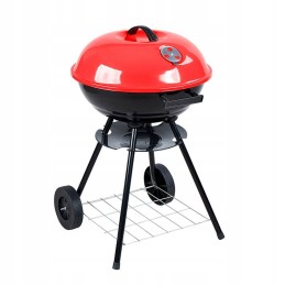 Nešiojama apvali medžio anglies kepsninė, dangtis, peleninė, ratai, kepsninės grotelės