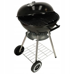 Garden charcoal grill for briquettes, closed, with a cover, ventilation and a shelf