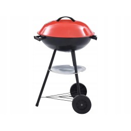 Sodo briketinė anglis grilis su ratukais, dangtelis, apvalus, rakinamas, nešiojamas