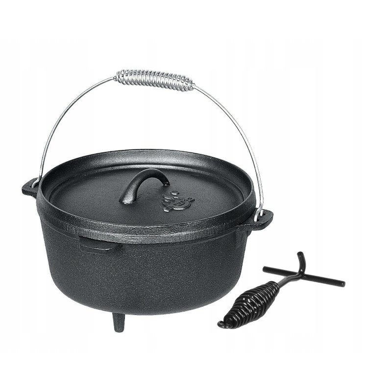 Ketaus puodas ant kojelių su dangteliu, 4 26 puodai