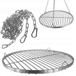 ⭐️Apvalios nerūdijančio plieno židinio grotelės 45cm su pakabinama grandine⭐️