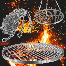 ⭐️Apvalios nerūdijančio plieno židinio grotelės 45cm su pakabinama grandine⭐️