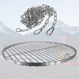 ⭐️Apvalios nerūdijančio plieno židinio grotelės 45cm su pakabinama grandine⭐️