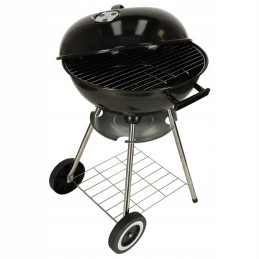Garden charcoal grill for briquettes, closed, with a cover, ventilation and a shelf