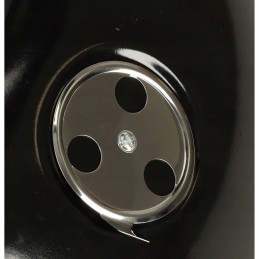 Garden charcoal grill for briquettes, closed, with a cover, ventilation and a shelf